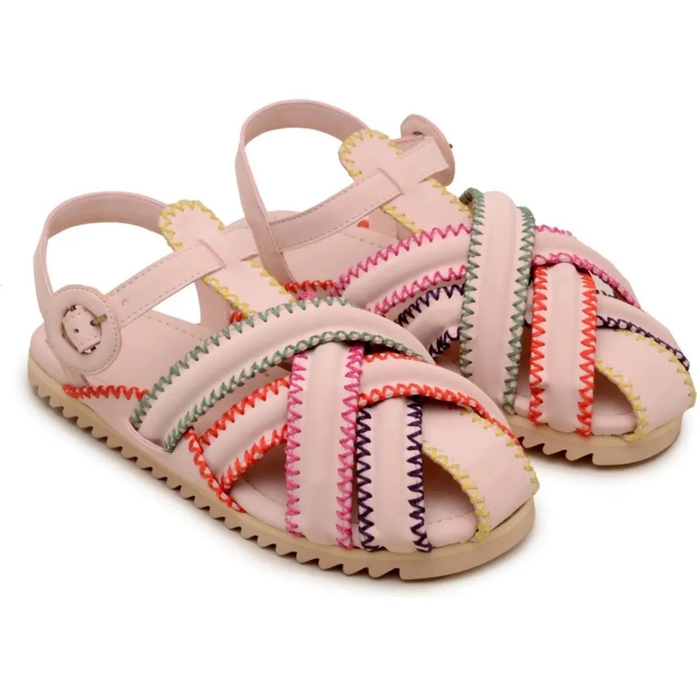 Women’s Farm Rio Zig Zag Stitch Sandal Off White/Pink Size 7.5